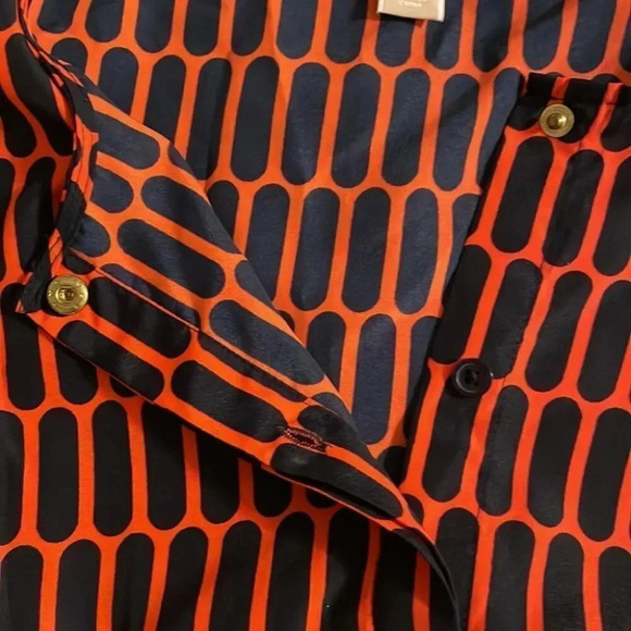 Michael Michael Kors Navy Orange Tunic Sleeveless Gold Logo Buttons Snap… - Picture 7 of 8